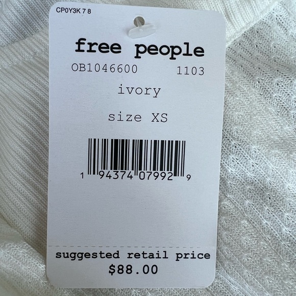 NWT Free People Devin Textured Top Blouse Ivory Size XS-S - Picture 10 of 13
